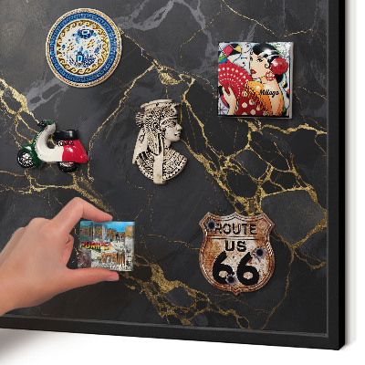 Magnettafel Metall mit Rahmen in Schwarz Schwarzer Marmor