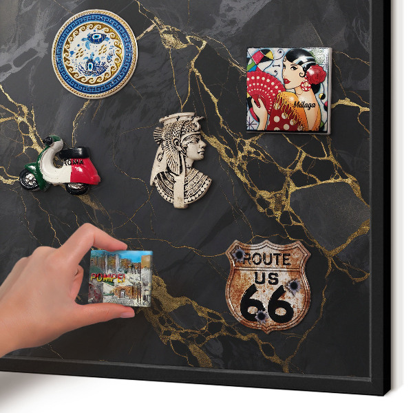 Magnettafel Metall mit Rahmen in Schwarz Schwarzer Marmor