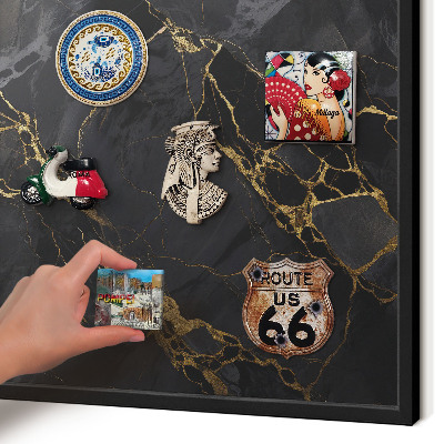 Magnettafel Metall mit Rahmen in Schwarz Schwarzer Marmor