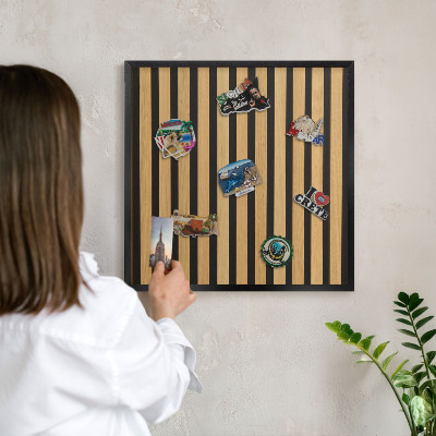 Magnettafel Metall mit Rahmen in Schwarz Holzrhythmen
