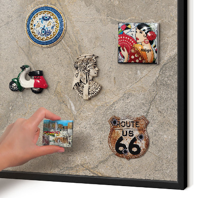 Magnettafel Metall mit Rahmen in Schwarz Beige Stein