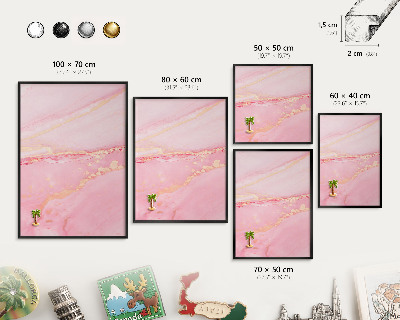Magnetpinnwand Metall für Urlaubsmagnete mit schwarzem Rahmen Rosa Eleganz