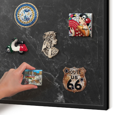 Magnettafel Metall mit Rahmen in Schwarz Schwarzer Marmor