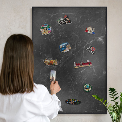 Magnettafel Metall mit Rahmen in Schwarz Schwarzer Marmor