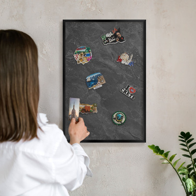 Magnettafel Metall mit Rahmen in Schwarz Graue Eleganz
