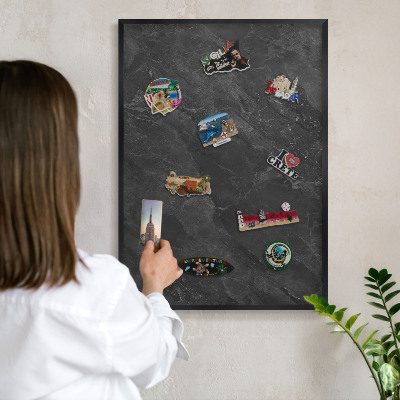 Magnettafel Metall mit Rahmen in Schwarz Graue Eleganz