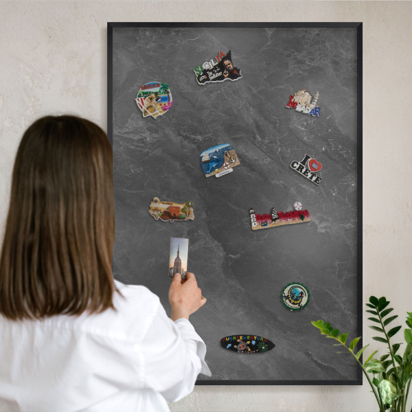 Magnettafel Metall mit Rahmen in Schwarz Graue Eleganz
