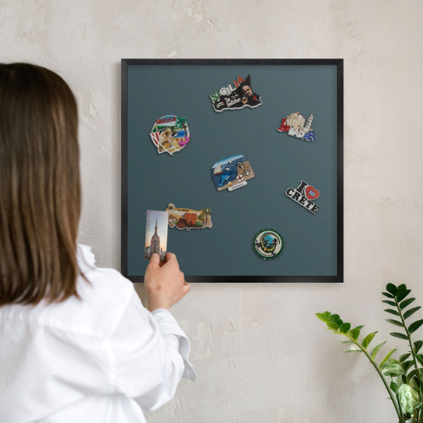 Magnettafel Metall mit Rahmen in Schwarz Türkis