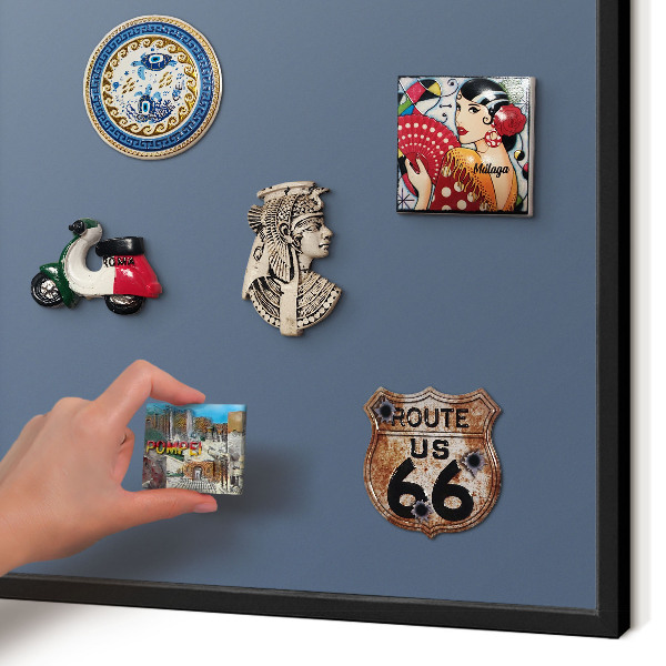 Magnettafel Metall mit Rahmen in Schwarz Pastellblau
