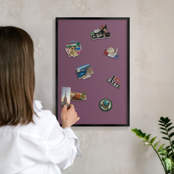 Magnettafel Metall mit Rahmen in Schwarz Lila Farbe