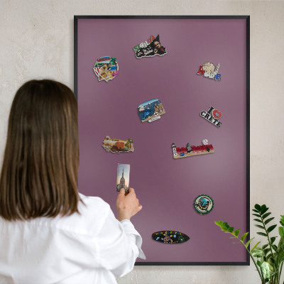 Magnettafel Metall mit Rahmen in Schwarz Lila Farbe