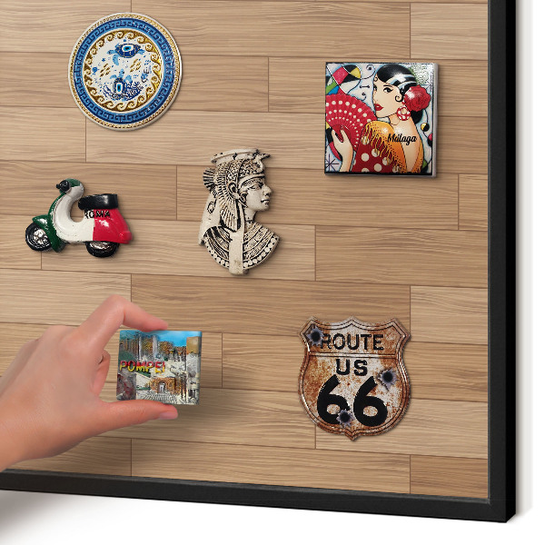 Magnettafel Metall mit Rahmen in Schwarz Holzmuster