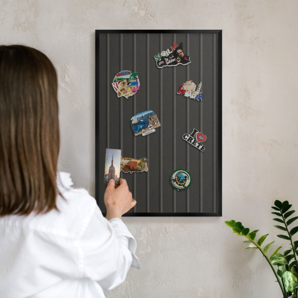 Magnettafel Metall mit Rahmen in Schwarz Paneeltextur