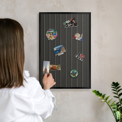 Magnettafel Metall mit Rahmen in Schwarz Paneeltextur