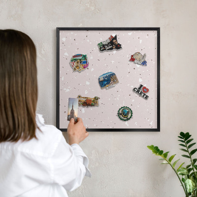 Magnettafel Metall mit Rahmen in Schwarz Moderner Terrazzo