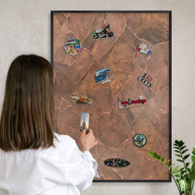 Magnettafel Metall mit Rahmen in Schwarz Steinstruktur