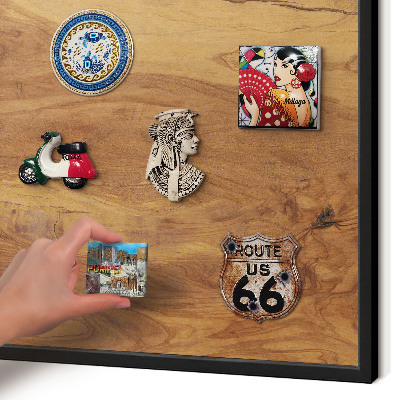 Magnettafel Metall mit Rahmen in Schwarz Naturholz
