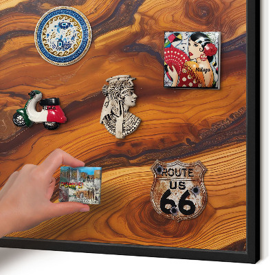 Magnettafel Metall mit Rahmen in Schwarz Holzringe