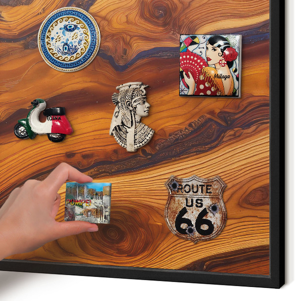 Magnettafel Metall mit Rahmen in Schwarz Holzringe