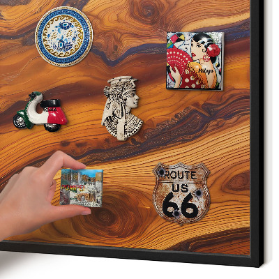 Magnettafel Metall mit Rahmen in Schwarz Holzringe