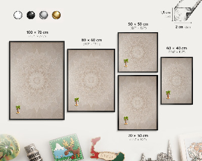 Magnettafel Metall mit Rahmen in Schwarz Mandala-Muster