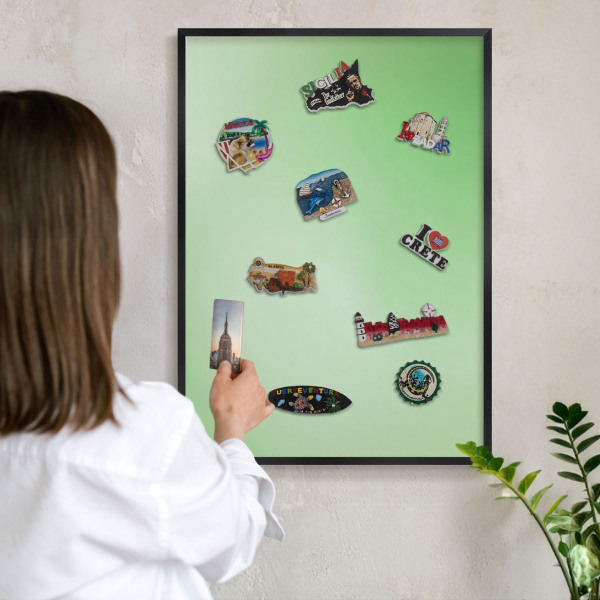 Magnettafel Metall mit Rahmen in Schwarz Grüne Harmonie