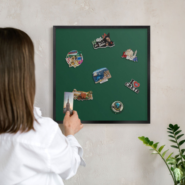 Magnettafel Metall mit Rahmen in Schwarz Flaschengrün