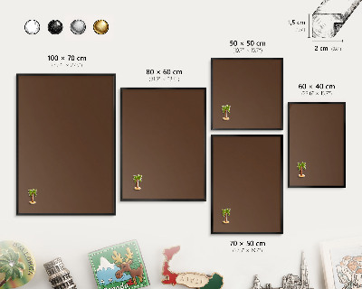 Magnettafel Metall mit Rahmen in Schwarz Kastanienbraun