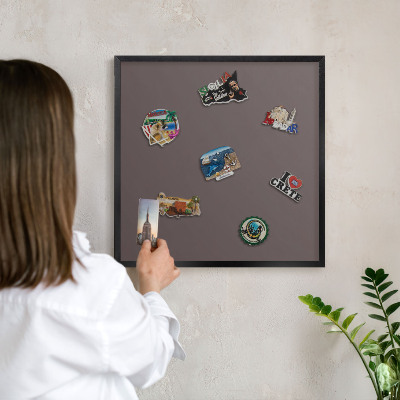 Magnettafel Metall mit Rahmen in Schwarz Verblasstes Braun