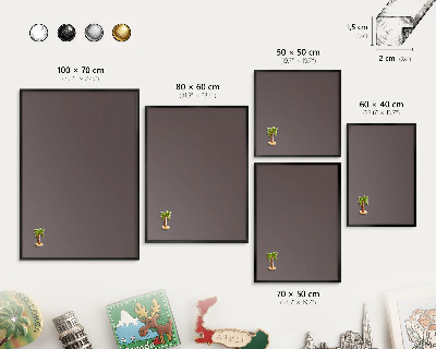 Magnettafel Metall mit Rahmen in Schwarz Verblasstes Braun