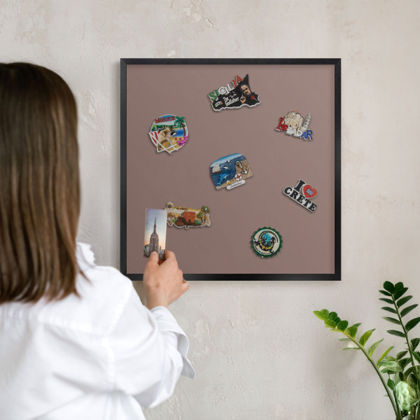 Magnettafel Metall mit Rahmen in Schwarz Pastellbraun