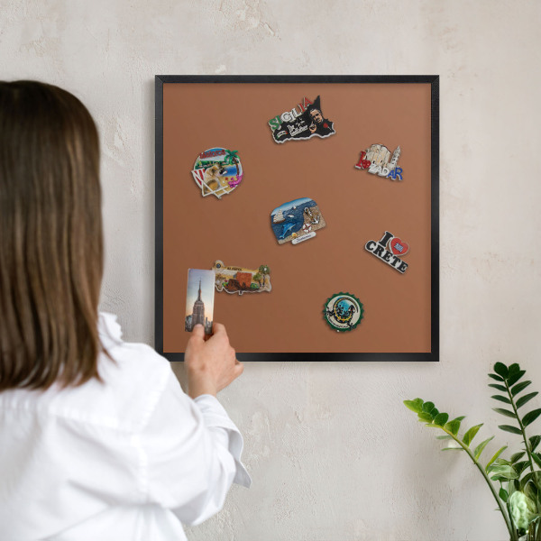 Magnettafel Metall mit Rahmen in Schwarz Dunkelorange