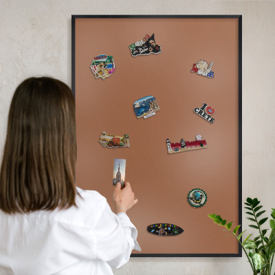 Magnettafel Metall mit Rahmen in Schwarz Dunkelorange