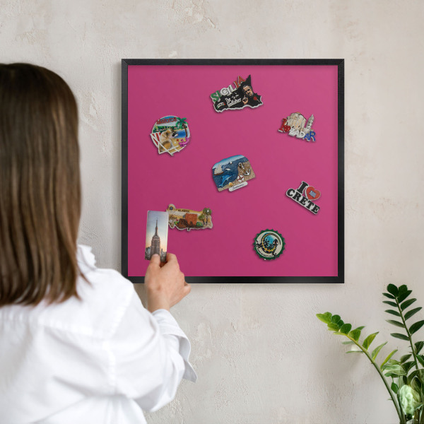 Magnettafel Metall mit Rahmen in Schwarz Intensives Rosa