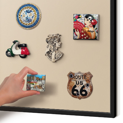 Magnetpinnwand Metall für Urlaubsmagnete mit schwarzem Rahmen Beige-Orange