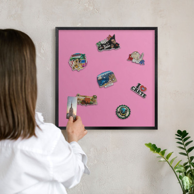 Magnettafel Metall mit Rahmen in Schwarz Kühles Rosa