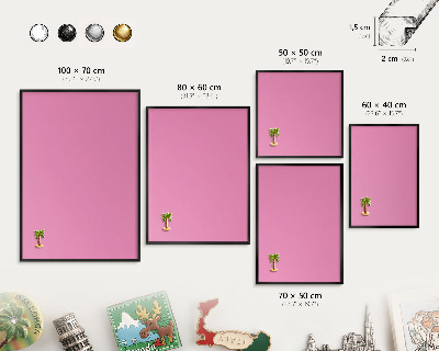 Magnettafel Metall mit Rahmen in Schwarz Kühles Rosa