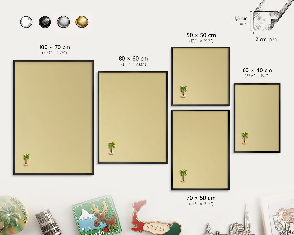 Magnettafel Metall mit Rahmen in Schwarz Beige-gelb