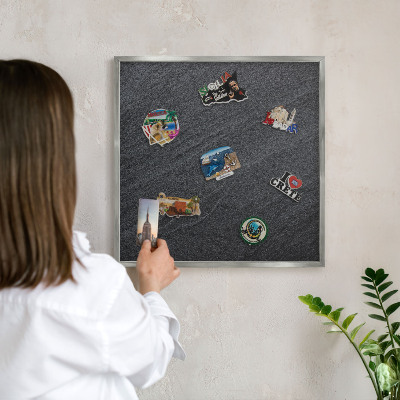 Metalltafel für Magnete mit silbernem Rahmen Graue Textur