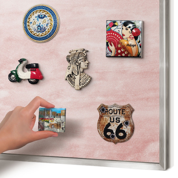 Metalltafel für Magnete mit silbernem Rahmen Rosa Textur