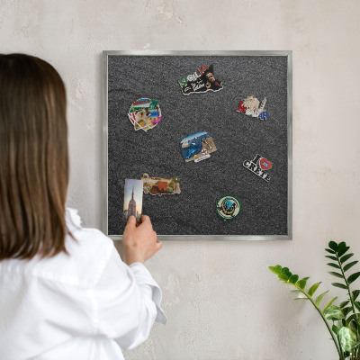 Metalltafel für Magnete mit silbernem Rahmen Schwarze Textur