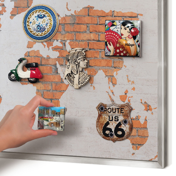 Dekoratives Magnetboard aus Metall in Silberrahmen Brick-Karte