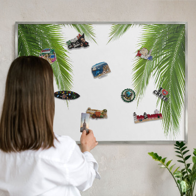 Dekoratives Magnetboard aus Metall in Silberrahmen Exotische Natur