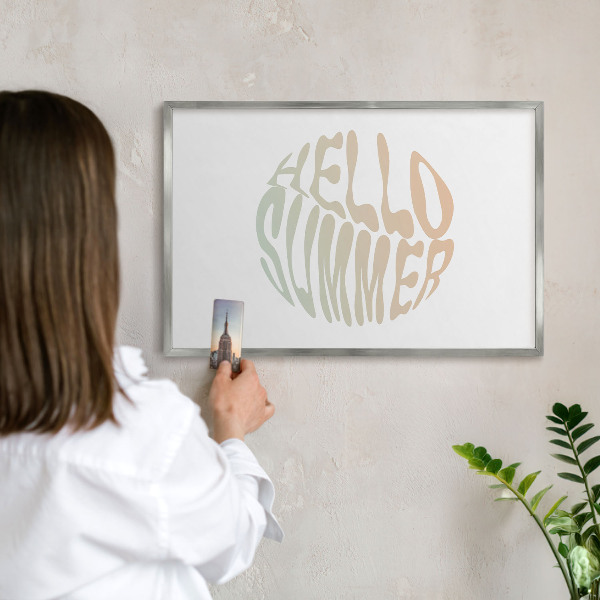 Dekoratives Magnetboard aus Metall in Silberrahmen Hallo Sommer!