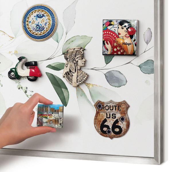 Metalltafel für Magnete mit silbernem Rahmen Botanische Eleganz