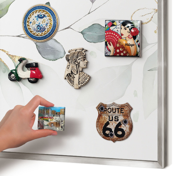 Metalltafel für Magnete mit silbernem Rahmen Botanische Eleganz