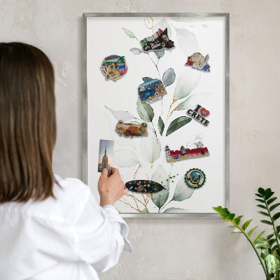 Metalltafel für Magnete mit silbernem Rahmen Botanische Eleganz