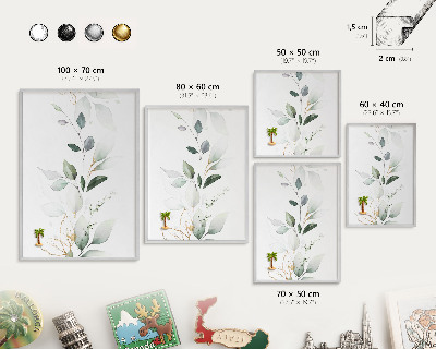 Metalltafel für Magnete mit silbernem Rahmen Botanische Eleganz