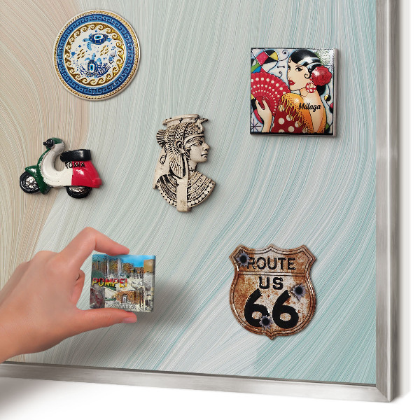 Dekoratives Magnetboard aus Metall in Silberrahmen Pastellwirbel