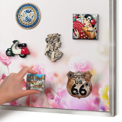 Metalltafel für Magnete mit silbernem Rahmen Pastellblumen